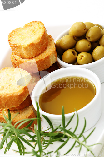 Image of baguette and olive oil