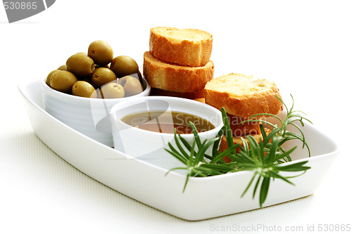 Image of baguette and olive oil