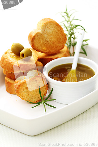 Image of baguette and olive oil