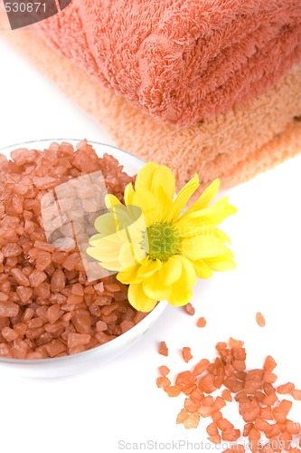 Image of salt, towels and flower