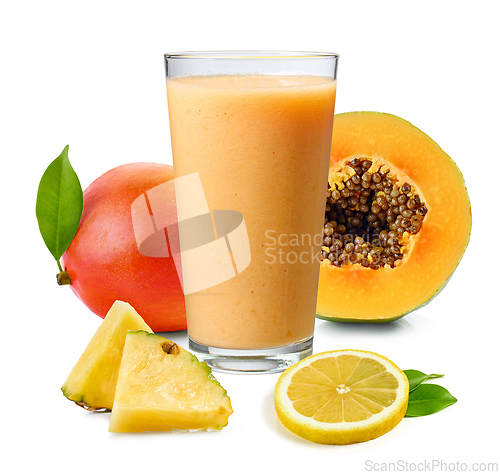 Image of glass of fresh yellow smoothie