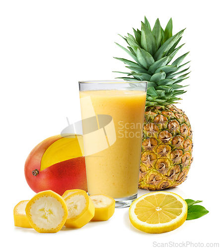 Image of glass of fresh yellow smoothie