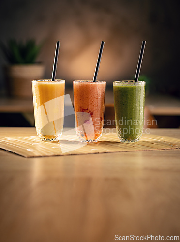 Image of Three colorful smoothies