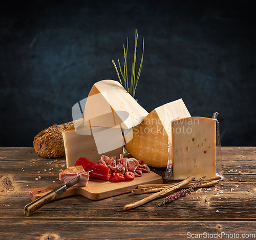 Image of Still life of  gourmet cheese