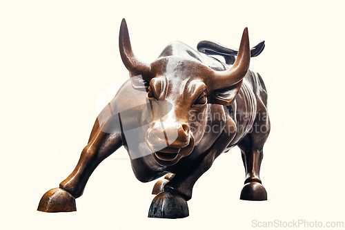 Image of Charging Bull isolated on white background.