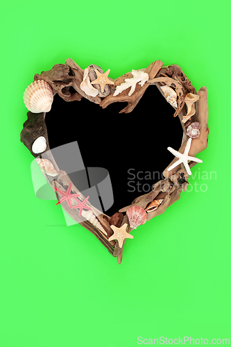 Image of Seashell and Driftwood Heart Shape Wreath  