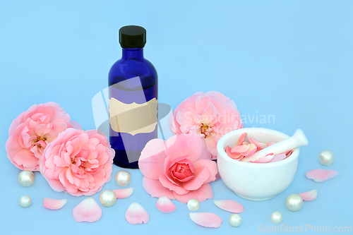 Image of Rose Flower Aromatherapy Essential Oil Preparation  
