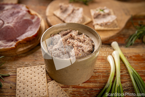 Image of Rustic bowl of savory meat spread