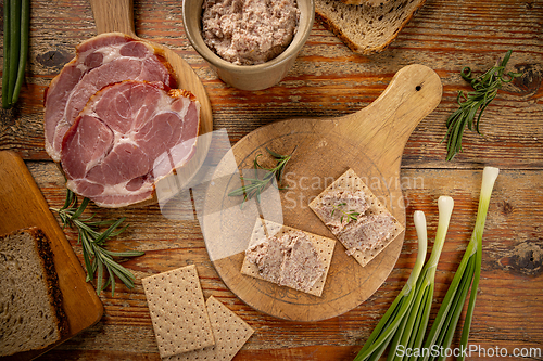 Image of Top view of delicious homemade ham pate
