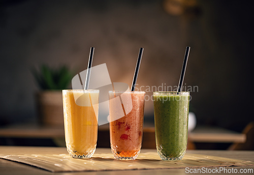 Image of Three different refreshing smoothies