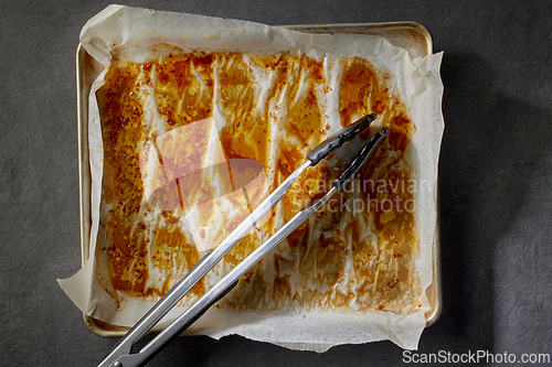Image of oven tray after baking