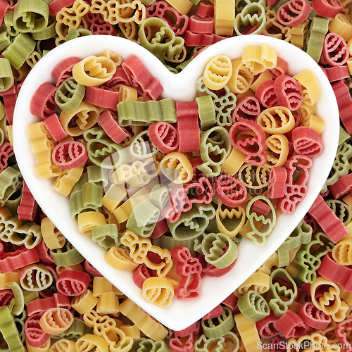Image of Easter Theme Tricolor Pasta in Heart Bowl  