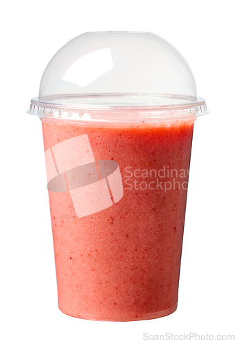 Image of fresh red smoothie in take away cup