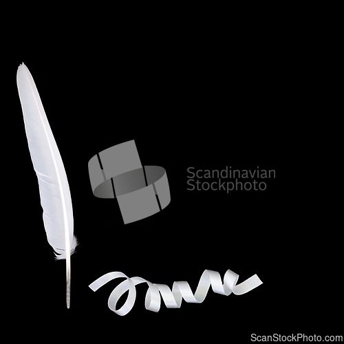 Image of White Feather and Ribbon Symbols for Breast Cancer Awareness