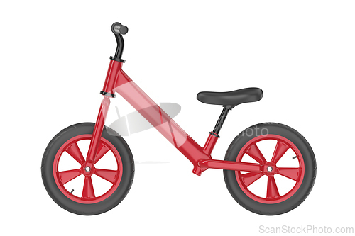 Image of Side view of red balance bike