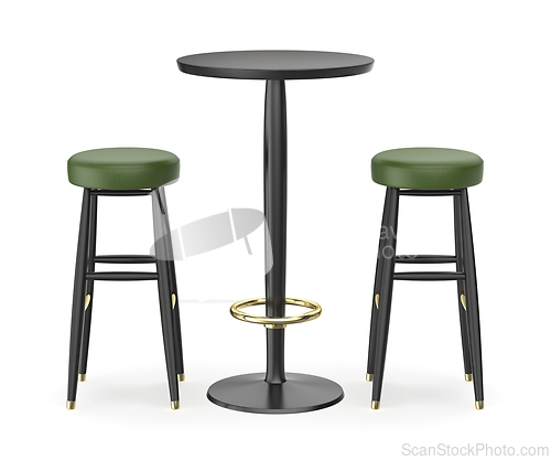 Image of Black tall table and bar stools