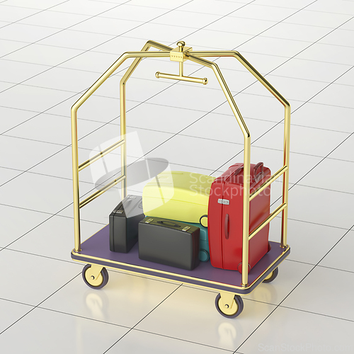 Image of Golden hotel luggage cart