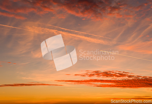 Image of Red sky in the evening at sunset. Afterglow