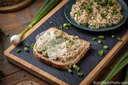 Image of Wheat bread topped with tuna spread