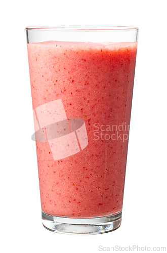 Image of glass of strawberry and banana smoothie