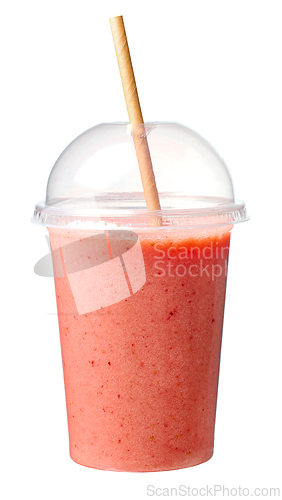 Image of fresh red smoothie in take away cup