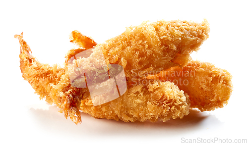 Image of fried shrimps on white background