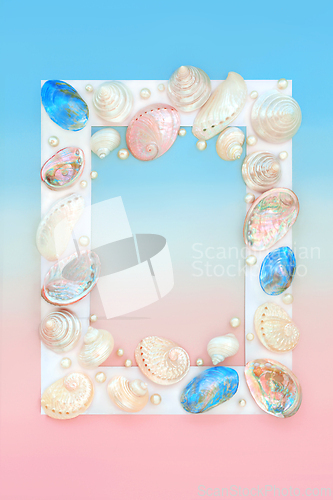 Image of Mother of Pearl Seashell Decorative Background Frame