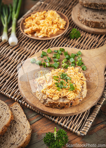 Image of Whole wheat bread with appetizing eggs salad
