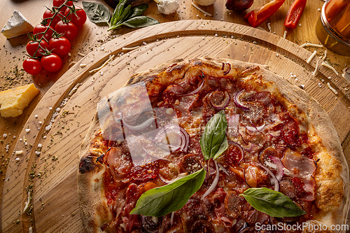 Image of Fresh baked tasty Italian pizza