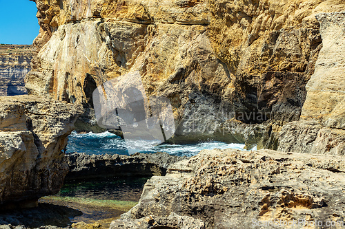 Image of Blue Hole Viewpoint Dwejra Bay, Gozo island Malta.