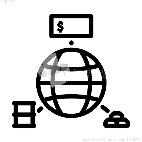 Image of Oil, Dollar And Gold With Planet Concept Icon