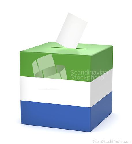 Image of Ballot box with the flag of Sierra Leone