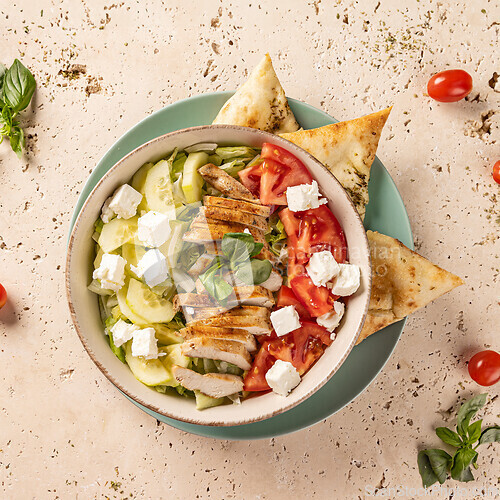 Image of Fresh salad with grilled chicken breast