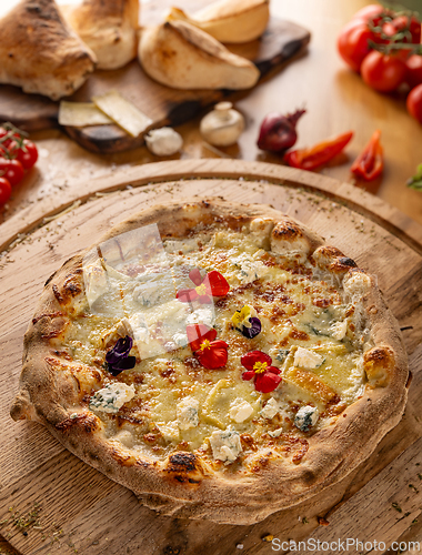 Image of Flame grilled Italian four cheeses pizz