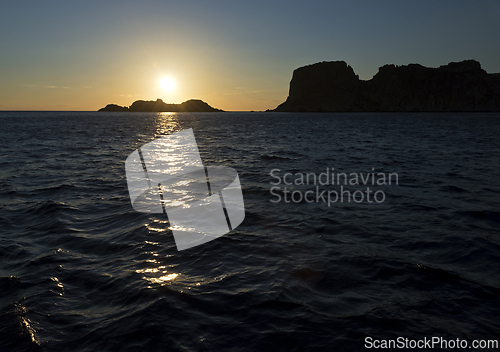 Image of Sunset, sea and island