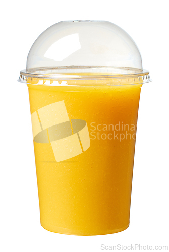 Image of yellow smoothie in take away cup