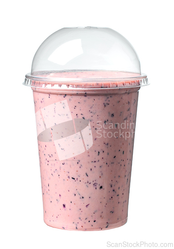 Image of glass of fresh blueberry and jogurt smoothie