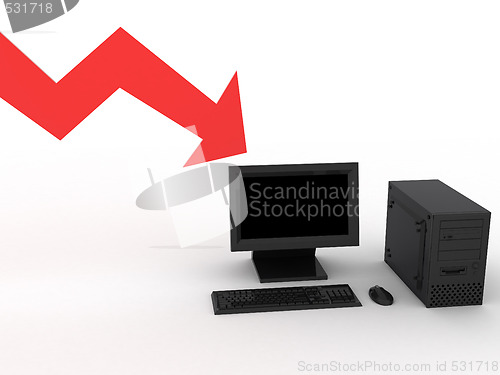 Image of Red graphic and black computer