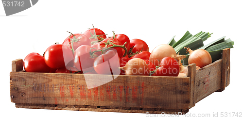 Image of crate with tomato and leak