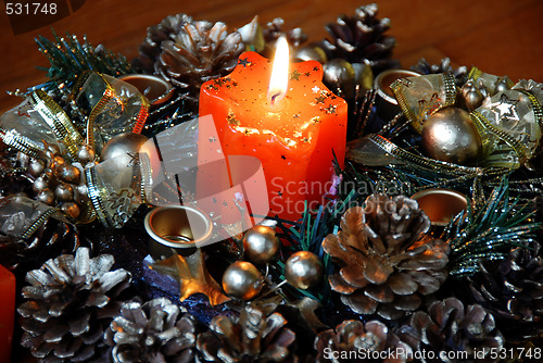 Image of Burning christmas candle