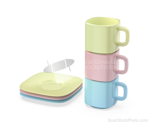 Image of Ceramic coffee cups and saucers