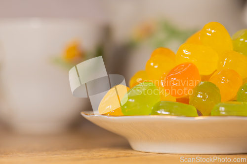 Image of Colorful hard candy on a saucer