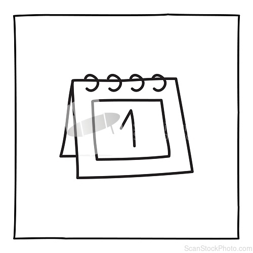 Image of Doodle calendar 1st of month icon hand drawn with thin line