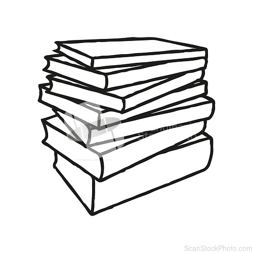 Image of Doodle books pile icon. Hand drawn book, journal or notebook symbol