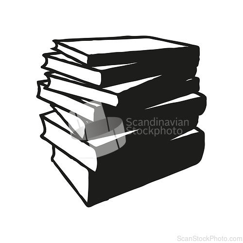 Image of Doodle books pile icon. Hand drawn book, journal or notebook symbol