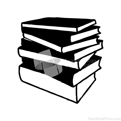 Image of Doodle books pile icon. Hand drawn book, journal or notebook symbol