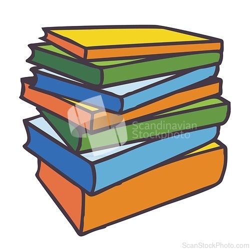 Image of Doodle books pile icon. Colorful hand drawn book, journal or notebook symbol