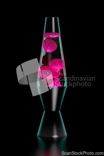 Image of Lava lamp with pink lava on black background