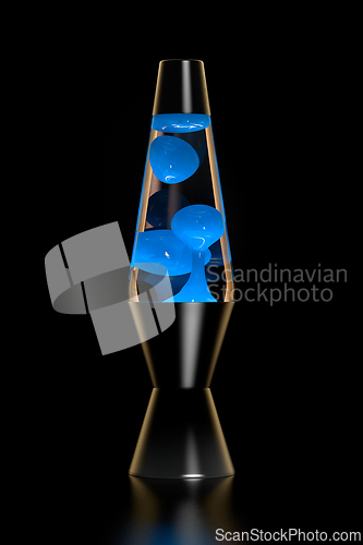 Image of Lava lamp with blue lava on black background