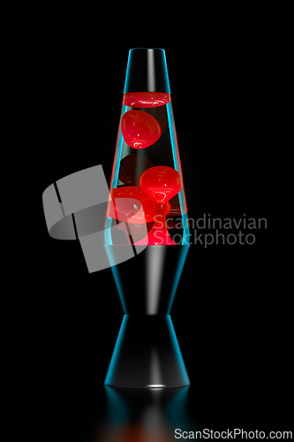 Image of Lava lamp with red lava on black background
